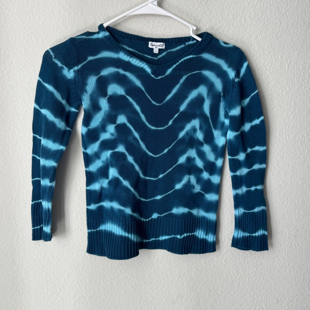 Splendid Girls Blue Tie Dye Knit Long‎ Sleeve Pullover Sweater Size 6X